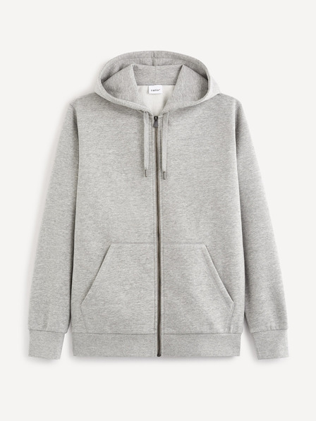 Celio Hellgrauer Basic-Kapuzenpullover Celio Vethree