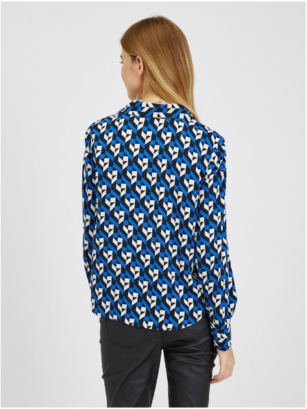 Orsay Schwarz und blau gemusterte Damenbluse ORSAY