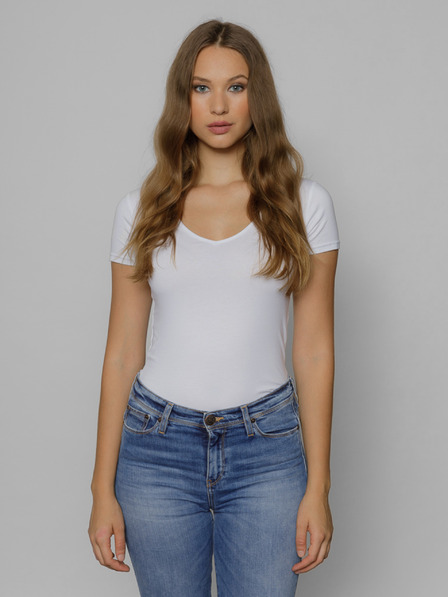 Devergo Weißes Damen-T-Shirt mit bedrucktem Rücken Devergo
