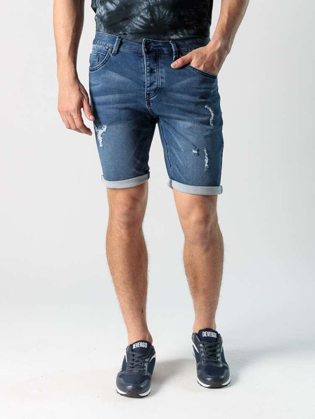 Devergo Dunkelblaue Herren Denim Shorts mit Ripstop-Effekt Devergo