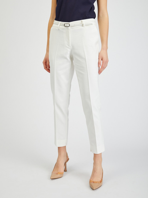 Orsay Cremeweiße Damenhose mit Gürtel ORSAY