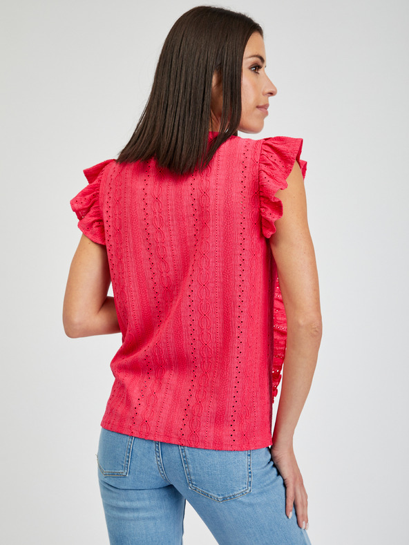 Orsay Dunkelrosa Damen Rüschen-T-Shirt ORSAY