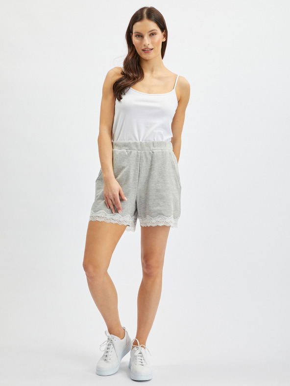 Orsay Hellgraue Damen-Sweatpants mit Spitze ORSAY