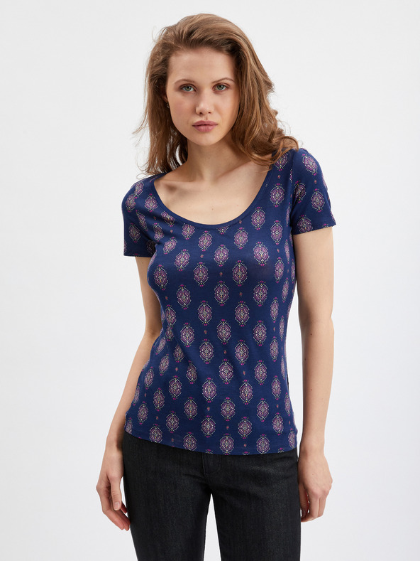 Orsay Dunkelblaues gemustertes Damen-T-Shirt ORSAY