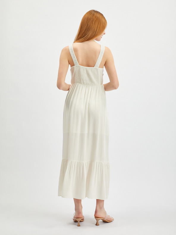 Orsay Cremefarbenes Damen-Maxikleid ORSAY