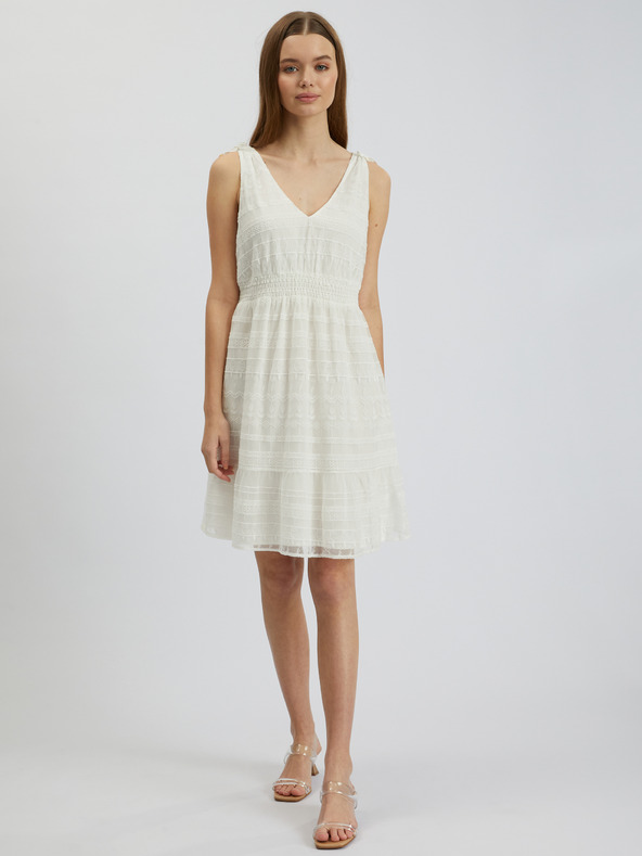 Orsay Cremefarbenes Damen-Spitzenkleid ORSAY