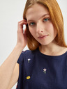 Orsay Dunkelblaues Damen T-Shirt mit Blumenmuster ORSAY