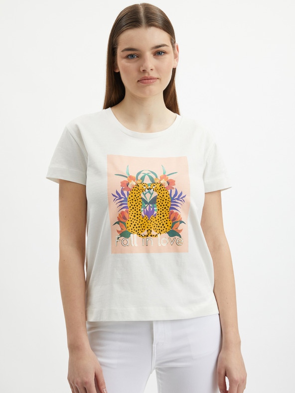 Orsay Cremefarbenes Damen-T-Shirt ORSAY
