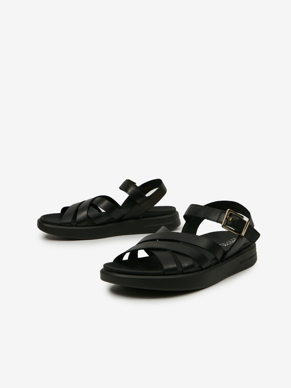 Geox Schwarze Damen Ledersandalen Geox