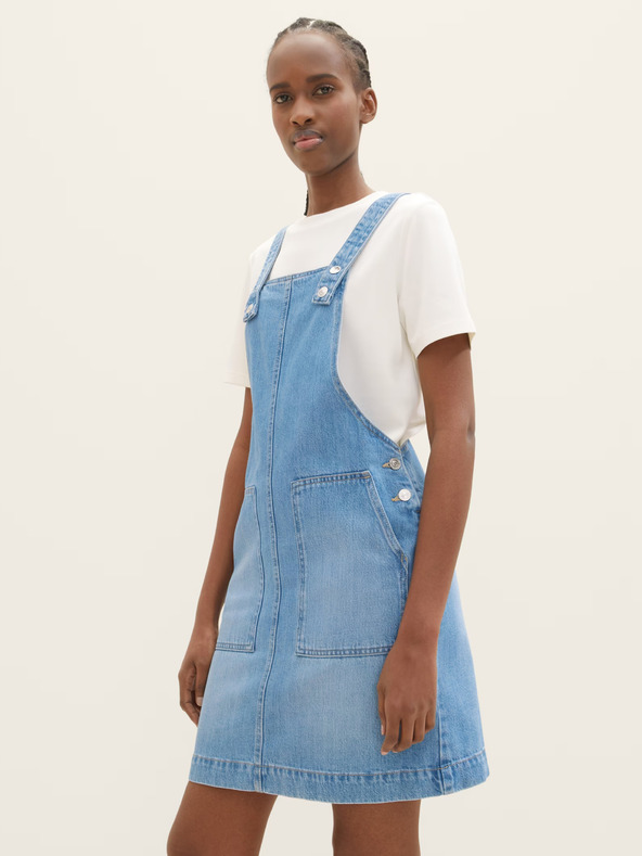 Tom Tailor Denim Blaues Damen-Denimkleid mit Spitze Tom Tailor Denim