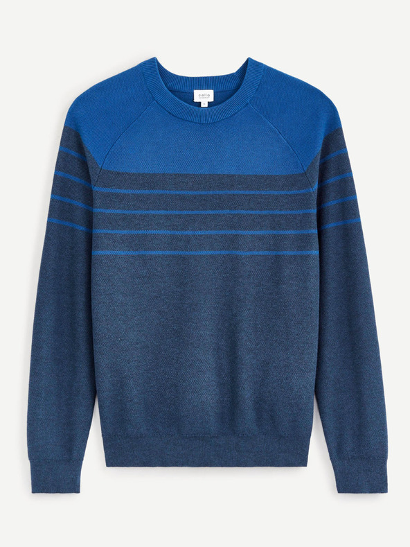 Celio Blau gestreifter Herrenpullover Celio Depicray