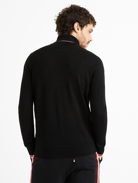 Celio Schwarzer Herren-Rollkragenpullover mit Wollmischung Celio Deblack