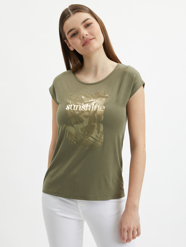 Orsay Khakifarbenes Damen-Basic-Shirt ORSAY