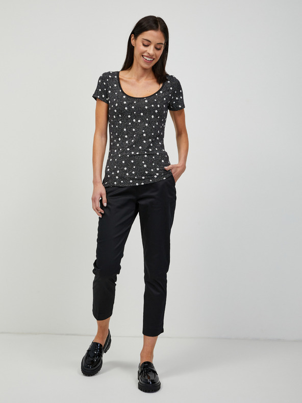 Orsay Schwarzes T-Shirt mit Blumenmuster ORSAY