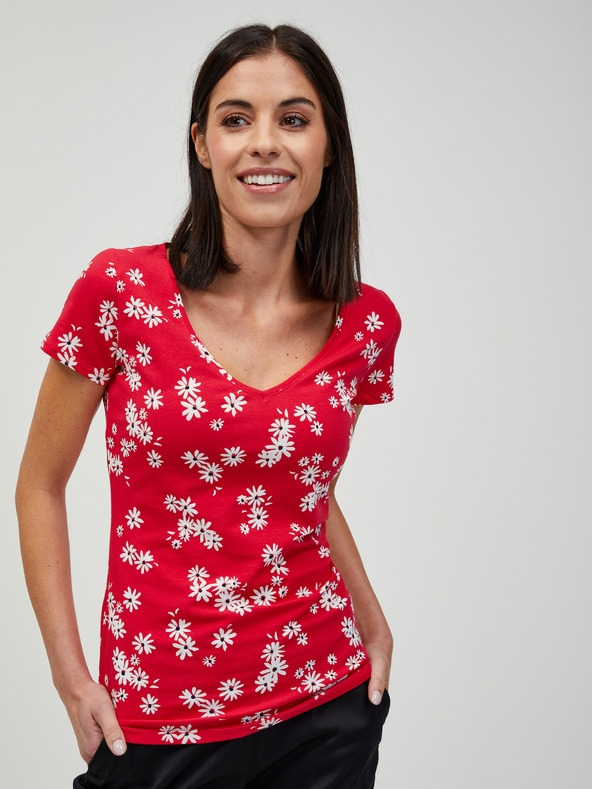 Orsay Rotes Blumen-T-Shirt von ORSAY