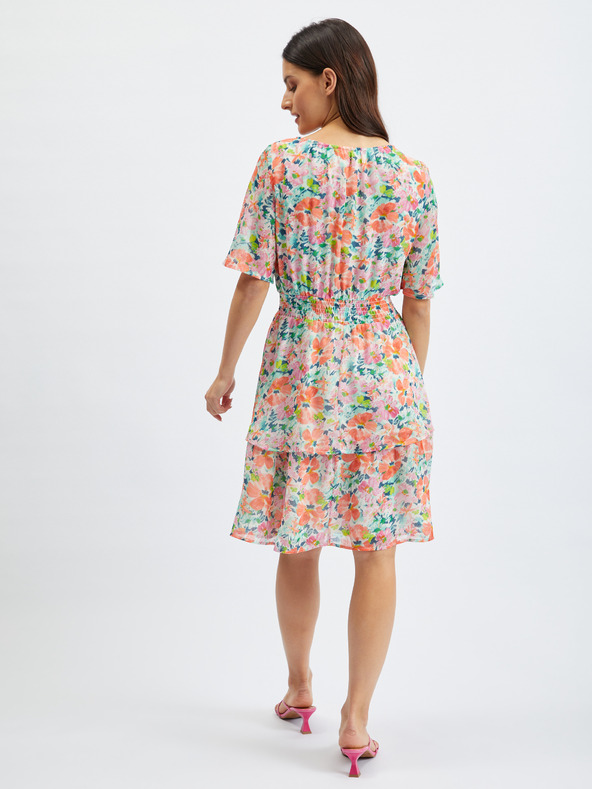 Orsay Rotes und cremefarbenes geblümtes Damenkleid ORSAY