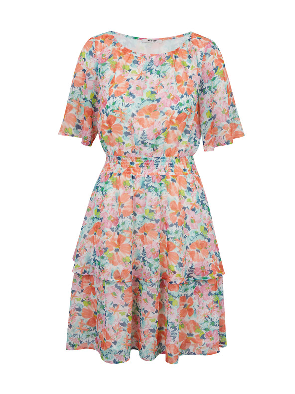 Orsay Rotes und cremefarbenes geblümtes Damenkleid ORSAY