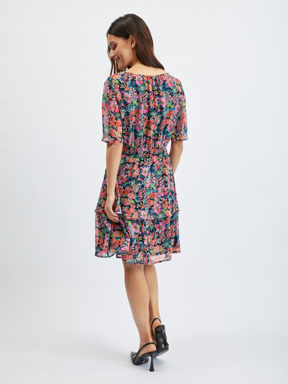 Orsay Rot-schwarzes Damen-Blumenkleid ORSAY