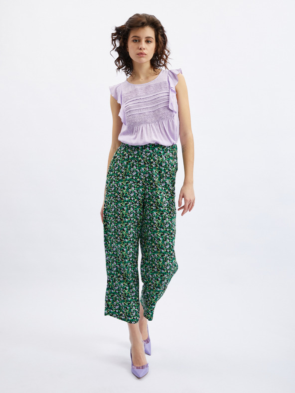 Orsay Schwarz-grüne Damenhose mit Blumenmuster ORSAY