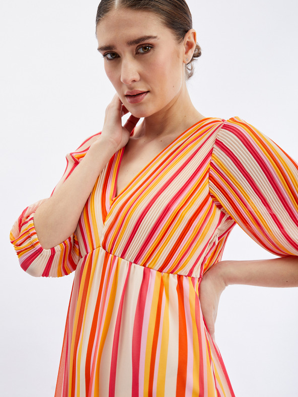 Orsay Rosa-orange gestreiftes Maxikleid für Damen ORSAY