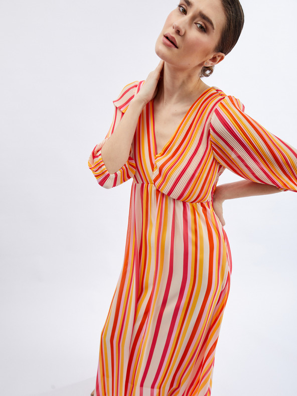 Orsay Rosa-orange gestreiftes Maxikleid für Damen ORSAY
