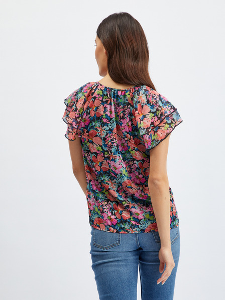 Orsay Rote und schwarze geblümte Bluse ORSAY