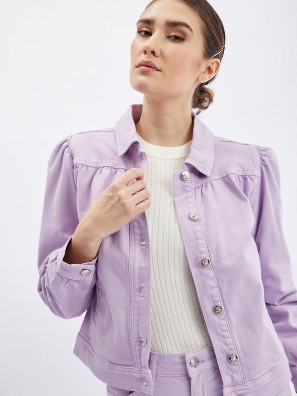 Orsay Hellviolette Damen-Jeansjacke mit Rüschenärmeln ORSAY