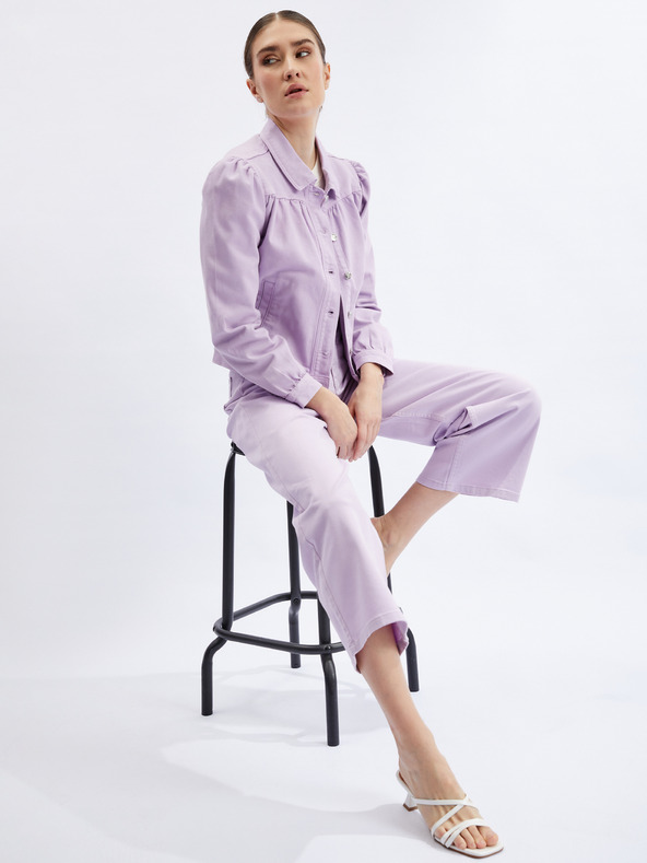 Orsay Hellviolette Damen-Jeansjacke mit Rüschenärmeln ORSAY