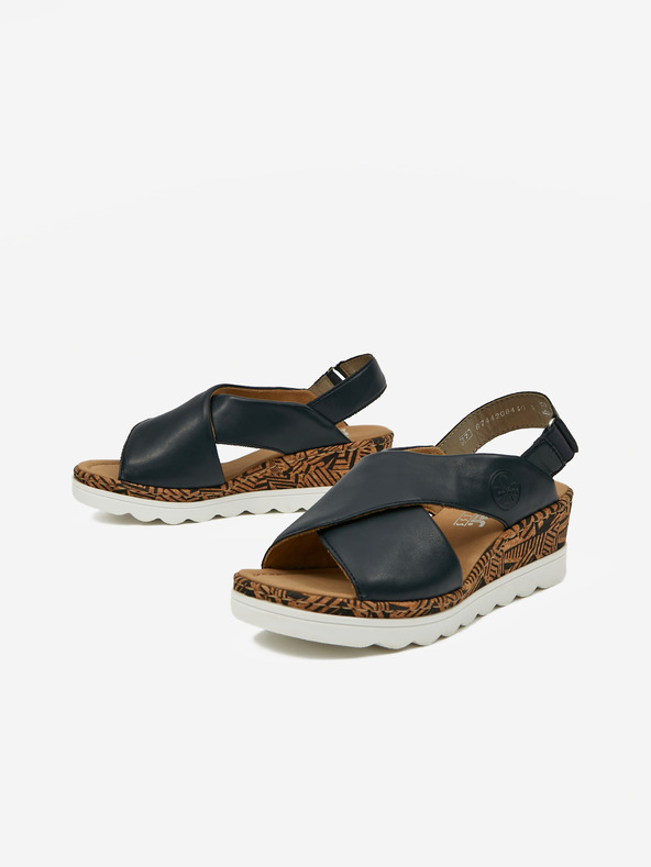 Rieker Dunkelblaue Damen-Keilsandalen Rieker