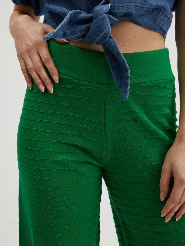 ONLY Grüne gerippte Hose mit weitem Bein für Damen ONLY Cata
