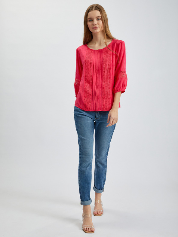 Orsay Dunkelrosa Damenbluse mit Spitze ORSAY