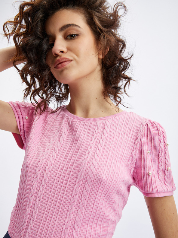 Orsay Rosa Damen-T-Shirt mit dekorativen Details ORSAY