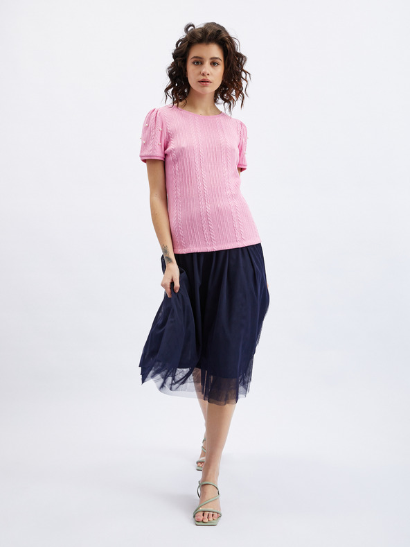 Orsay Rosa Damen-T-Shirt mit dekorativen Details ORSAY