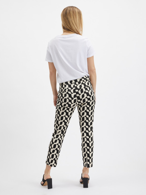 Orsay Cremefarbene und schwarze gemusterte Damenhose ORSAY