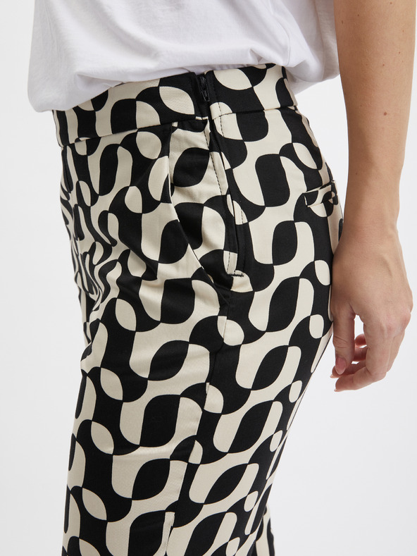 Orsay Cremefarbene und schwarze gemusterte Damenhose ORSAY