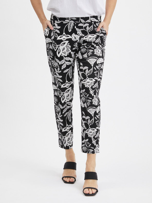 Orsay Weiß-schwarze gemusterte Damenhose ORSAY