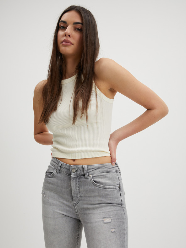 ONLY Hellgraue Skinny Fit Jeans für Damen ONLY Blush mit Rippstrick