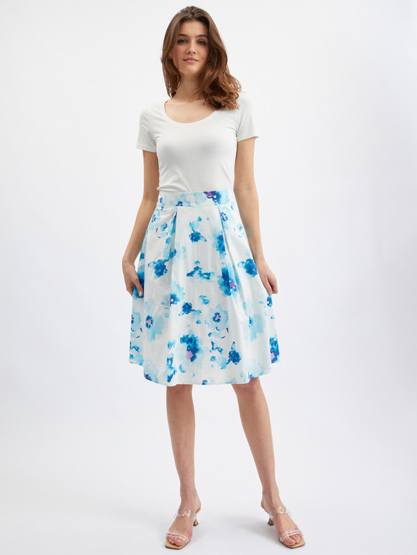 Orsay Blauer und weißer geblümter Damenrock ORSAY