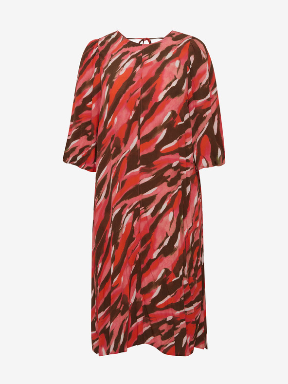 Fransa Braunes und rotes gemustertes Maxikleid Fransa