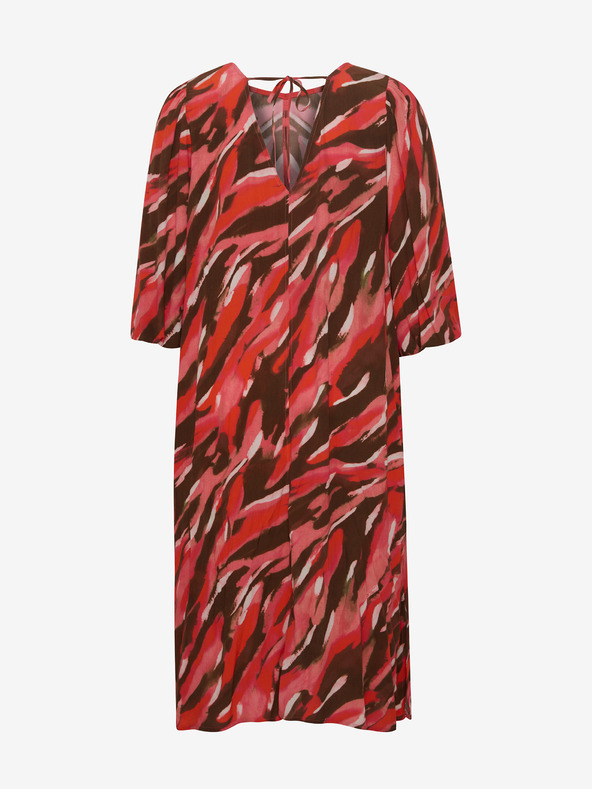 Fransa Braunes und rotes gemustertes Maxikleid Fransa