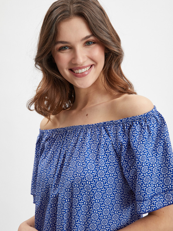 Orsay Blaue gemusterte Damenbluse ORSAY