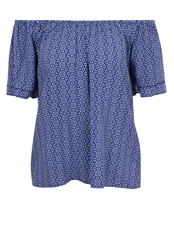 Orsay Blaue gemusterte Damenbluse ORSAY