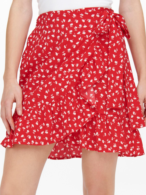 ONLY Roter geblümter Wickelrock für Damen ONLY Olivia
