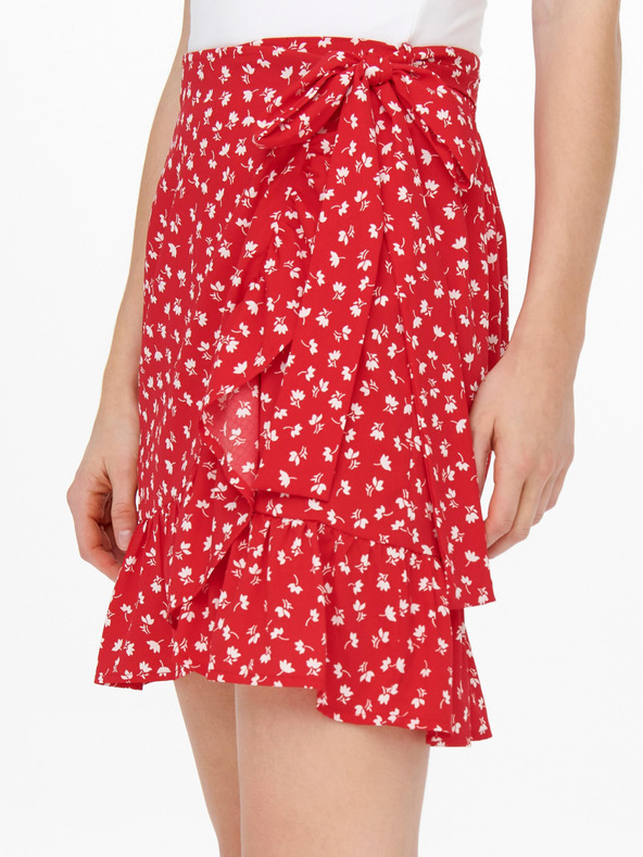 ONLY Roter geblümter Wickelrock für Damen ONLY Olivia