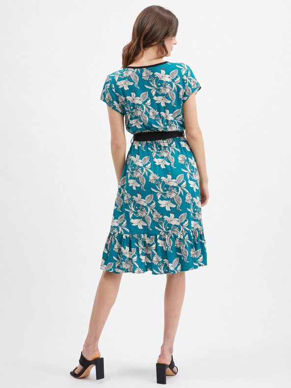 Orsay Petrolfarbenes Damen-Blumenkleid ORSAY