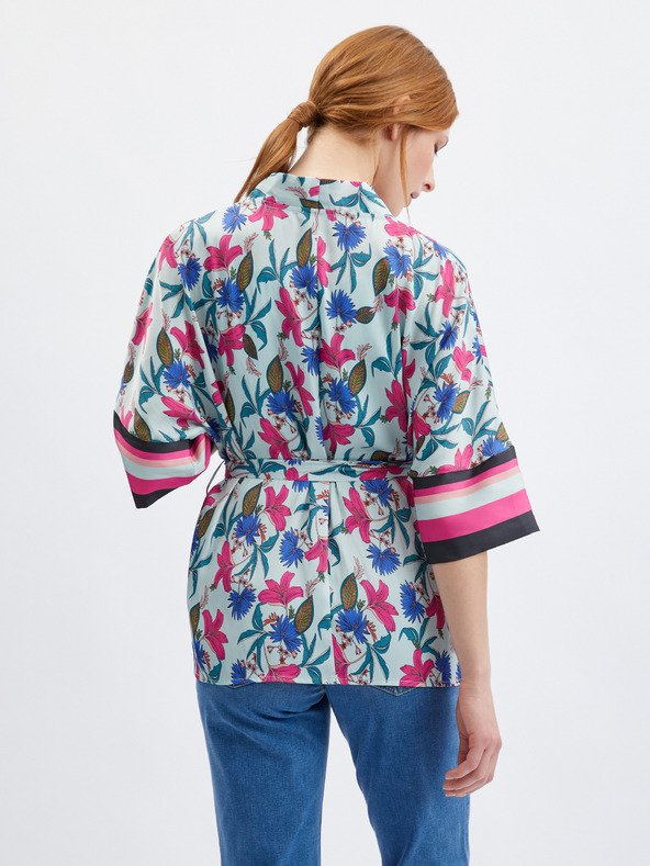 Orsay Hellblauer Damen-Blumenkimono ORSAY
