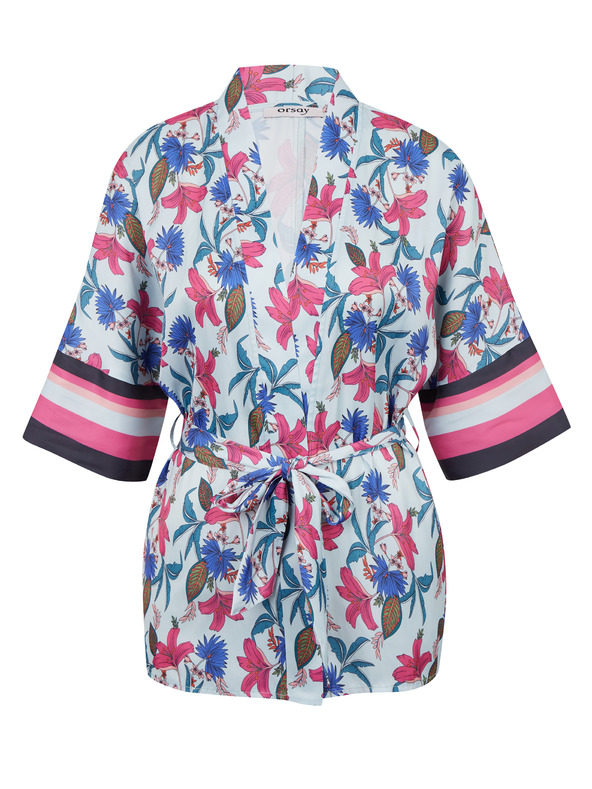 Orsay Hellblauer Damen-Blumenkimono ORSAY