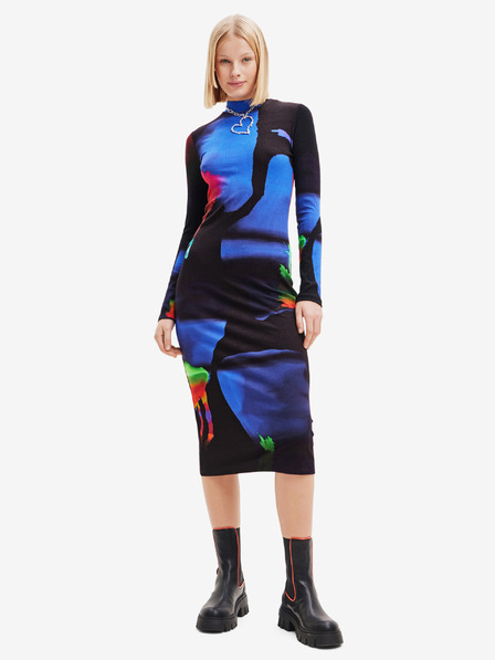 Desigual Blauschwarzes gemustertes Damen Etuikleid Desigual Hologramm - Lacroix