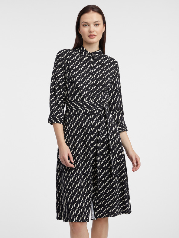 Orsay Schwarzes gemustertes Damen-Hemdblusenkleid von ORSAY