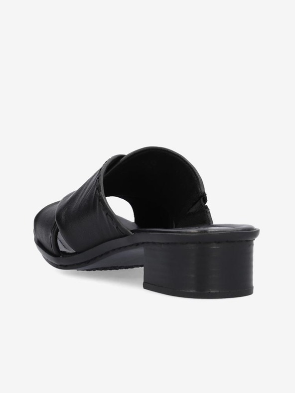 Rieker Schwarze Damen Leder Pantoffeln Rieker